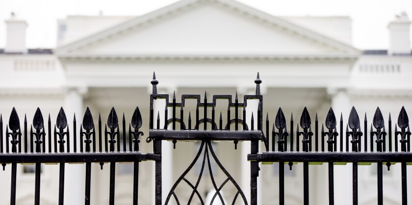 The gate in front of the White House.