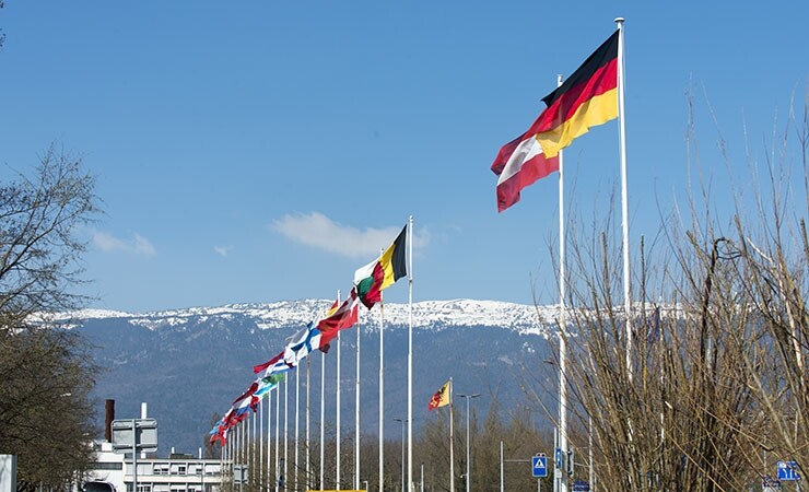 International flags flying at CERN 