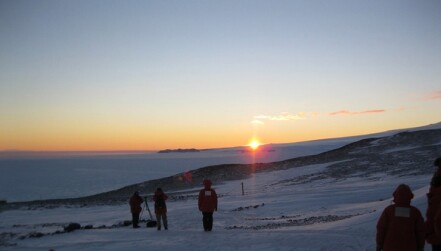 Crowd watching Antarctic sunset