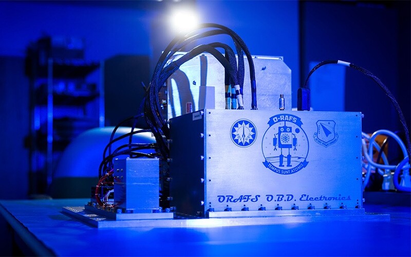 An experimental setup employed by the Air Force Research Laboratory’s Quantum Sensing and Timing group.