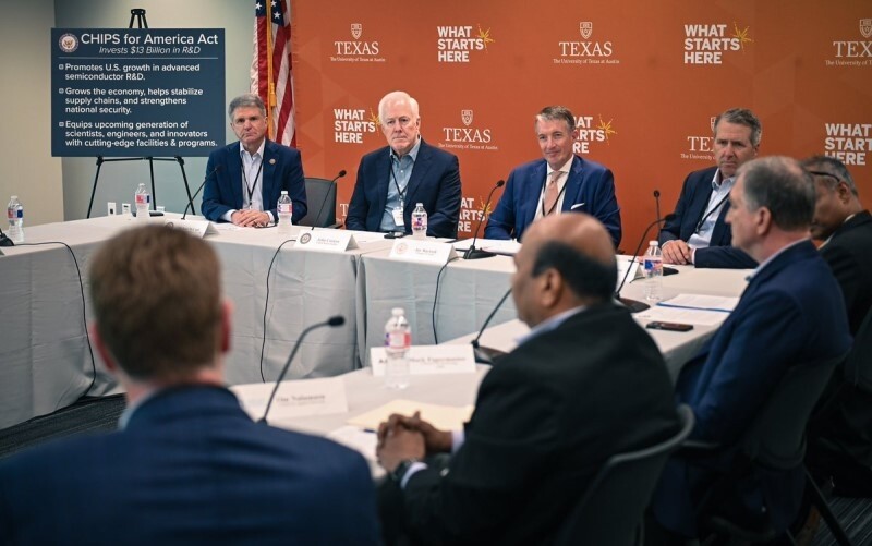 Texas lawmakers, university officials, and semiconductor manufacturers discuss a proposal for a new microelectronics institute