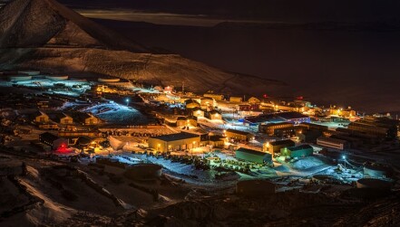 McMurdo station at night.