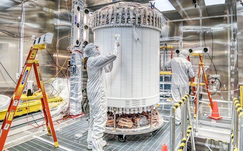 Installation of the LUX-ZEPLIN dark matter detection experiment at Sanford Underground Research Laboratory.