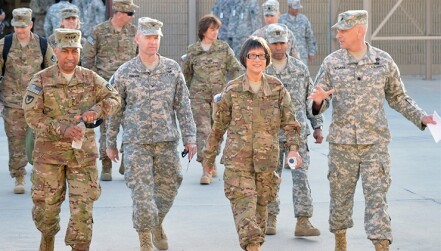 Heidi Shyu visiting a Kuwait-based Army field support battalion in 2014, when she was assistant secretary of the Army for acquisition, logistics, and technology.