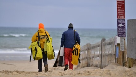 USGS scientists conducted near-shore bathymetric surveys on Cape Cod National Seashore in February 2021.