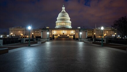 U.S. Capitol at night shot