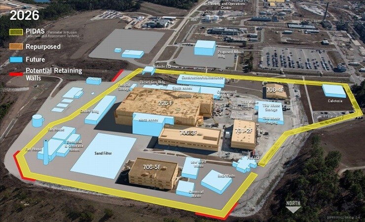 A draft site plan for a plutonium production facility at the Savannah River Site in South Carolina. (Image credit – NNSA)