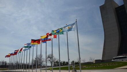 Fermilab Wilson Hall flags