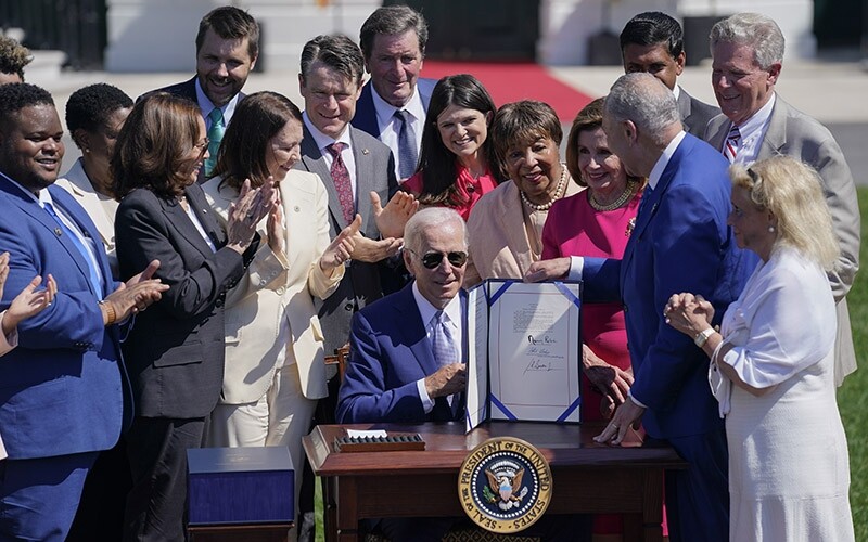 Photo of signing ceremony for the CHIPS and Science Act